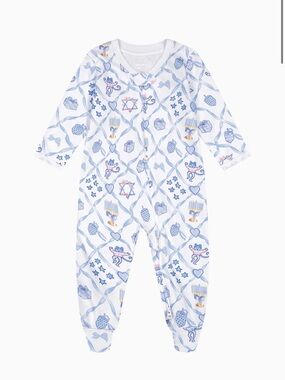 LoveShackFancy X Roller Rabbit Infant Starry Nights Lattice Zipper Footie
